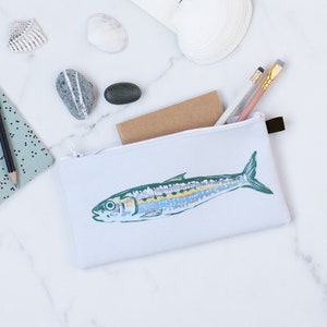 Fish Pencil Case (Herrings) | Nautical Zipper Pouch | Coastal Design | Beach Bag