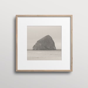 Coastal Haystack Rock Photo Art Print | Beach Art Wall Decor | Calming Seascape Print |