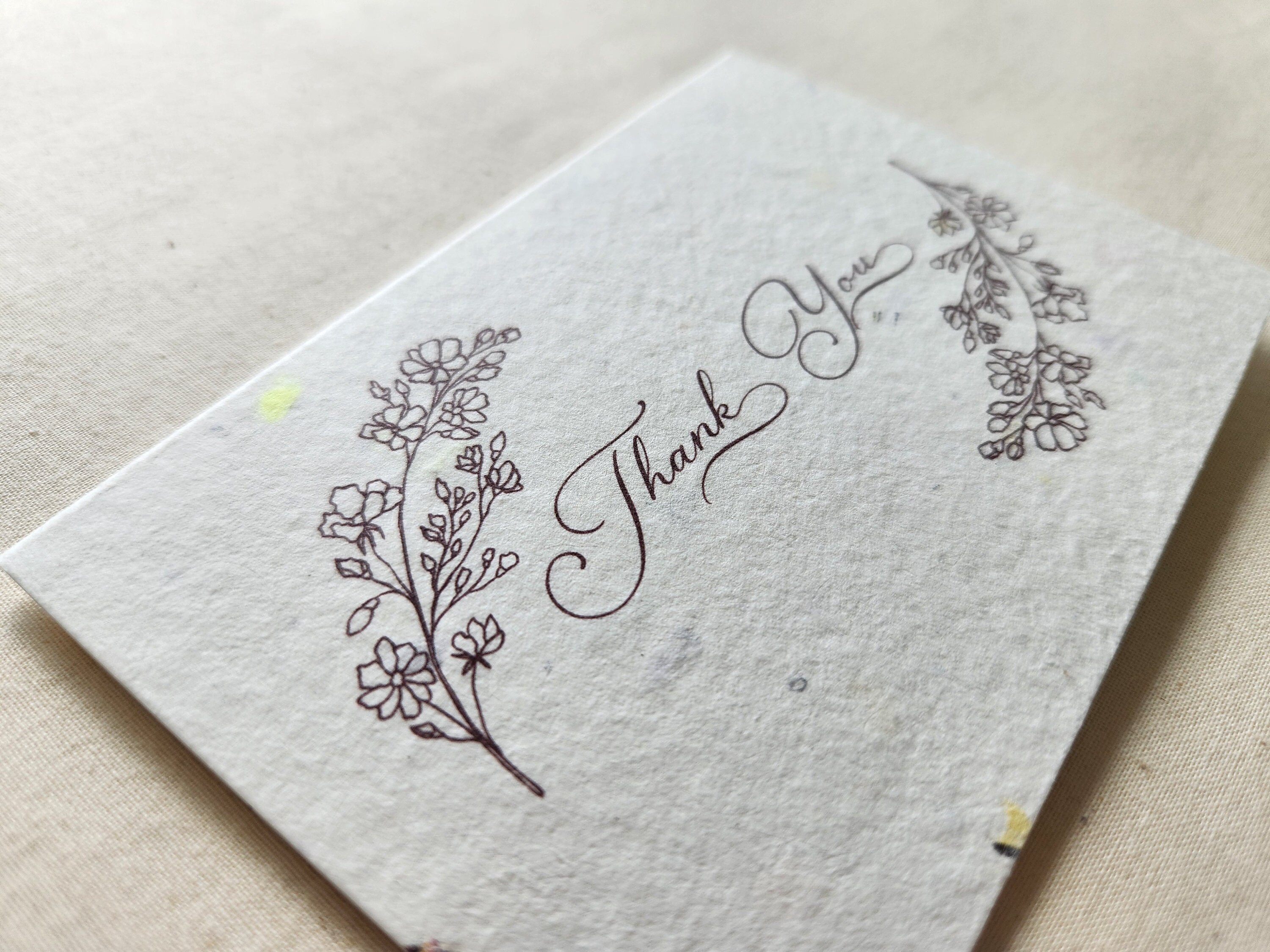 Handcrafted Floral Thank You Cards Recycled Thank You Card Etsy