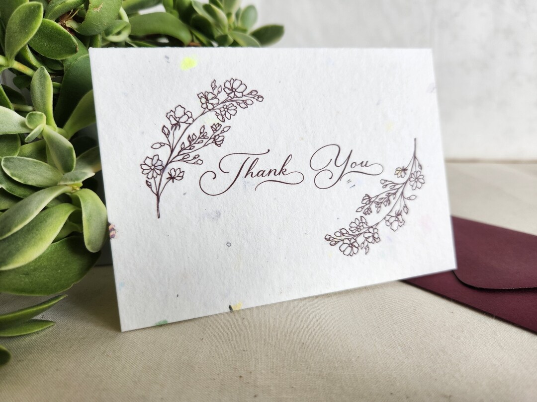 Handcrafted Floral Thank You Cards Recycled Thank You Card Etsy