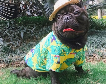 Tropical Green leaves dog shirts small dog shirt.