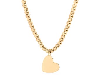 Adjustable Heart Beaded Necklace – 18K Gold PVD Stainless Steel | Waterproof & Hypoallergenic | Everyday Gold Necklace