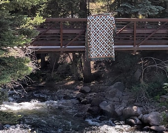 Fishing, Cabin,  Lake Quilt, Large, with Embroidered Fish Names