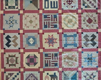 Colorado Sampler Quilt: Machine Pieced Reproduction Fabrics, 88" Square