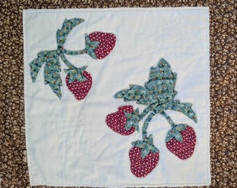 Calico Album Quilt, Hand Made, Appliqued, Large, Imperfect