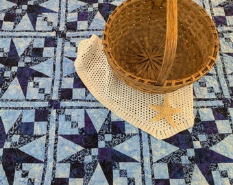 Mariner's Star Quilt in Variegated Blues