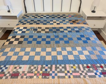 Antique Quilt TOP, with Indigo, from Aspen, Unique Patchwork Treatment