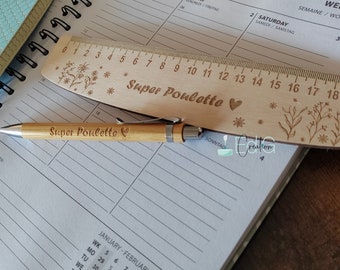 Engraved and personalized wooden ruler, several models to choose from