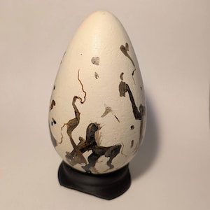 Réplica de huevo de alca (Pinguinus impennis) – Exhibición de historia natural pintada a mano