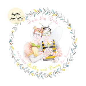 Hochzeit Einladungskarte-Save the Date-Custom Paar Portrait-Spitznamen Kostüme-Paar Besonderes Jubiläum Valentinstag Weihnachtsgeschenk