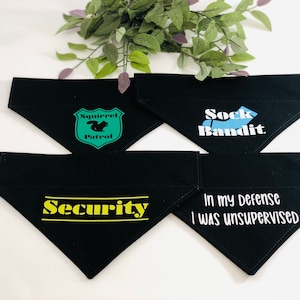 Security Patrol Bandit Dog Bandana, Dog Scarf, Cat Bandana, Cat Scarf, Over the Collar