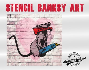 Schablone - Banksy "Ratte mit Cuttermesser" - DIN A4 / A3 - Stencil Airbrush DIY Streetart Malerei Basteln