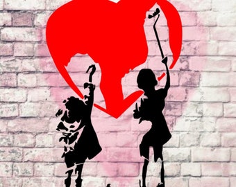 Schablone - Banksy "Paint Heart" - DIN 4 / A3 - Stencil Airbrush DIY Streetart Malerei Basteln