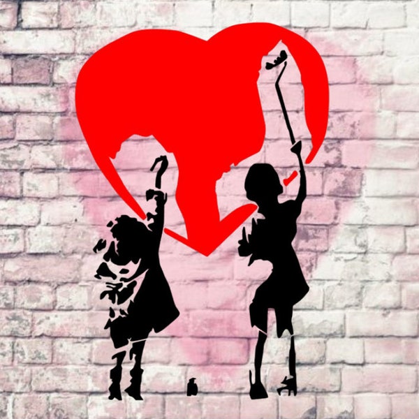 Schablone - Banksy "Paint Heart" - DIN 4 / A3 - Stencil Airbrush DIY Streetart Malerei Basteln