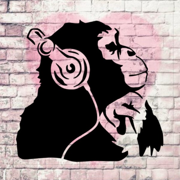 Schablone - Banksy "Music Monkey" - DIN 4 / A3 - Stencil Airbrush DIY Streetart Malerei Basteln