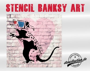 Schablone - Banksy "Rat 3D" - DIN A4 / A3 - Stencil Airbrush DIY Streetart Malerei Basteln