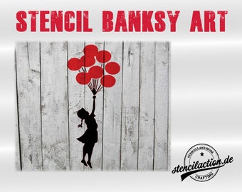 Schablone - Banksy Float Girl - DIN A4 / A3 - Stencil Airbrush DIY Streetart Acrylfarbe Malerei Basteln