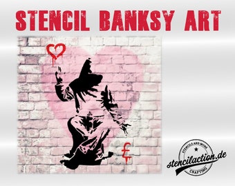 Schablone - Banksy Love or Money - DIN A4 / A3 - Stencil Airbrush DIY Streetart Basteln Malerei Acrylfarbe