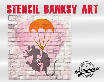 Schablone - Banksy Ratte Fallschirmjäger DIN A4 / A3 - Stencil Airbrush DIY Basteln Malerei Acryl