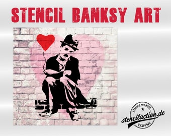 Schablone - Banksy Style "Charlie with Heart" - DIN A4 oder A3 - Stencil Airbrush