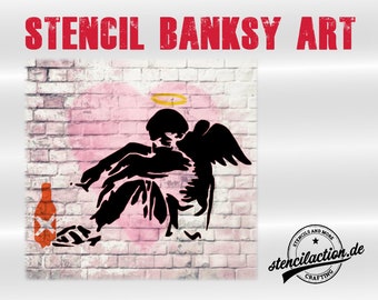 Schablone - Banksy Falen Angel - DIN A4 / A3 - Stencil Airbrush DIY Malerei Leinwand Avrclfarbe