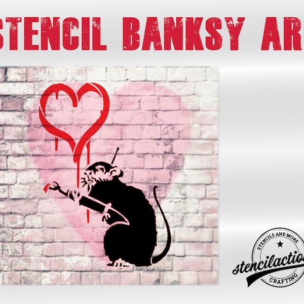 Schablone - Banksy Love Rat - Stencil DIN A4 / A3