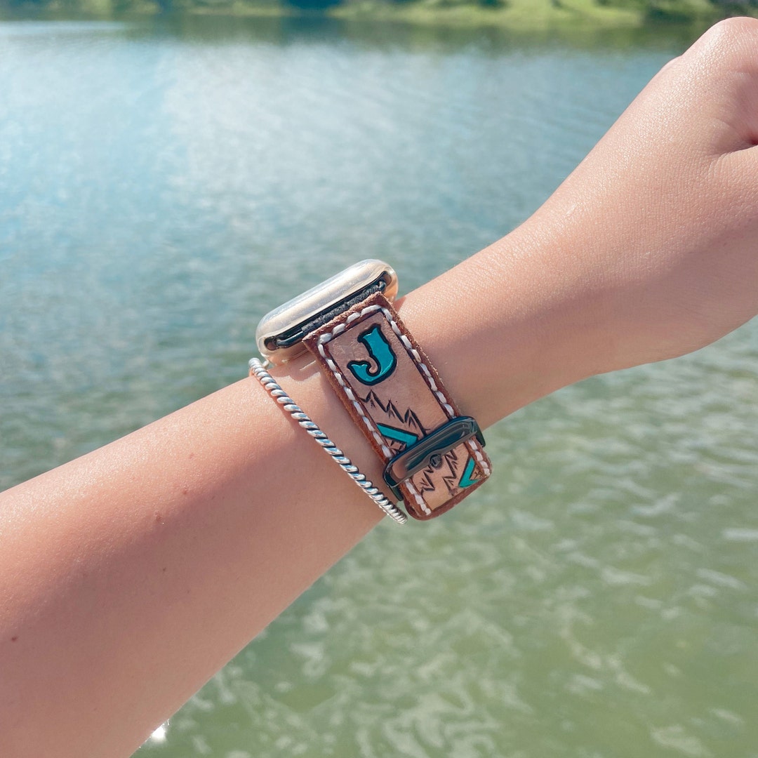 Custom Tooled Leather Apple Watch Band/samsung Watch Band Aztec Etsy