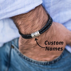 Mens Bracelet Leather Kids Namecustom 