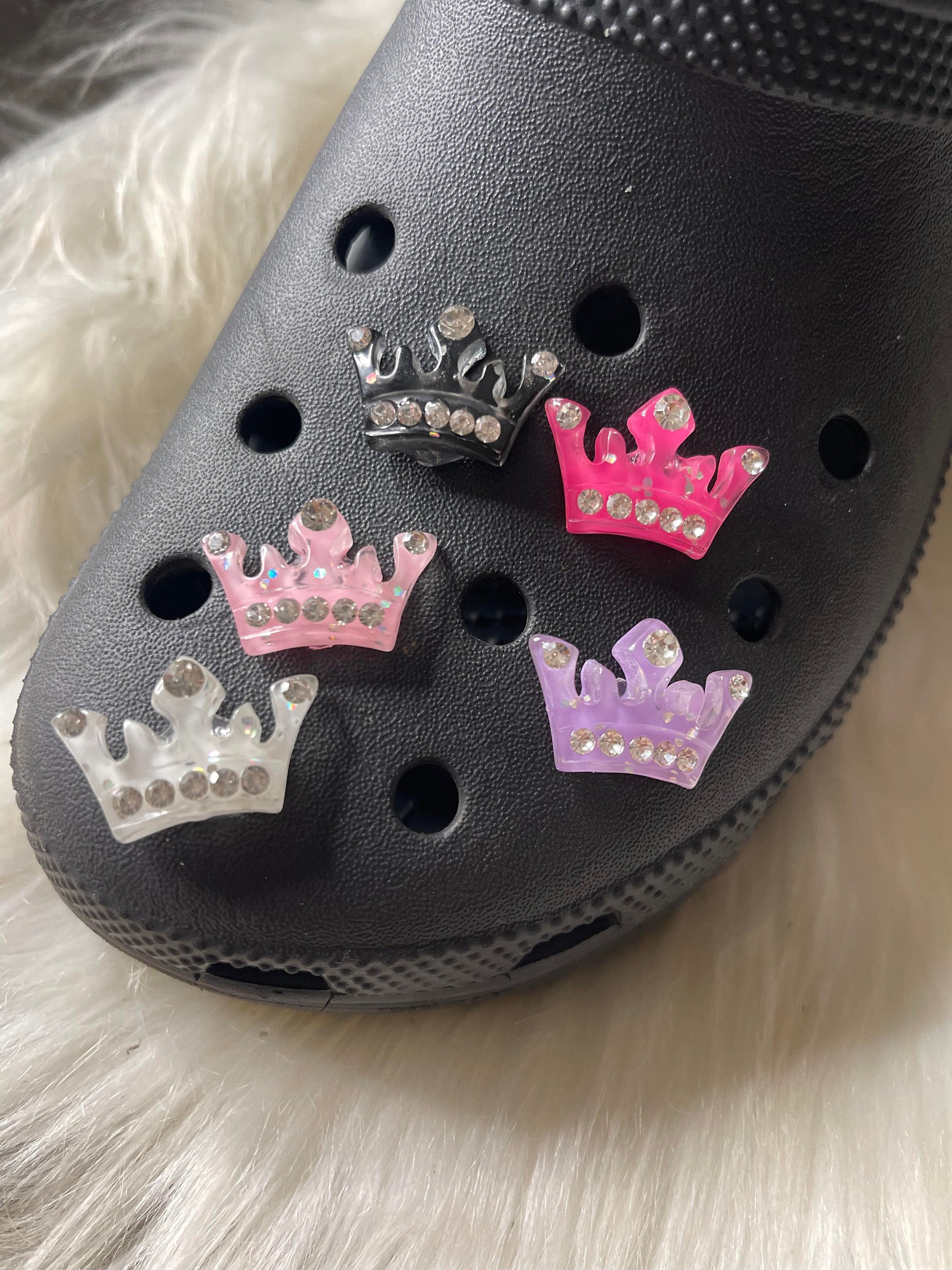 Elite Croc Shoe Charms - Bling Croc Charms - Bling Queen Crown Charm -  Bling Heart Charm - Pearl Flower Charm