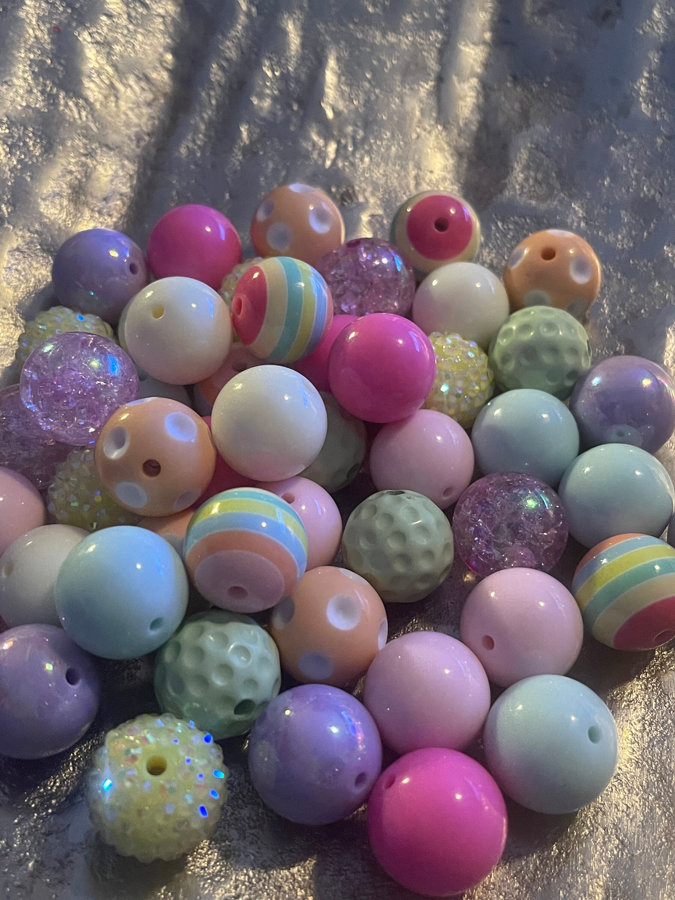 Multicolor Pony Beads, Glitter Pony Beads, Acrylic Smooth Translucent Loose  Beads, Plastic Bubblegum Beads, Chunky Beads, Spacer Beads 807 