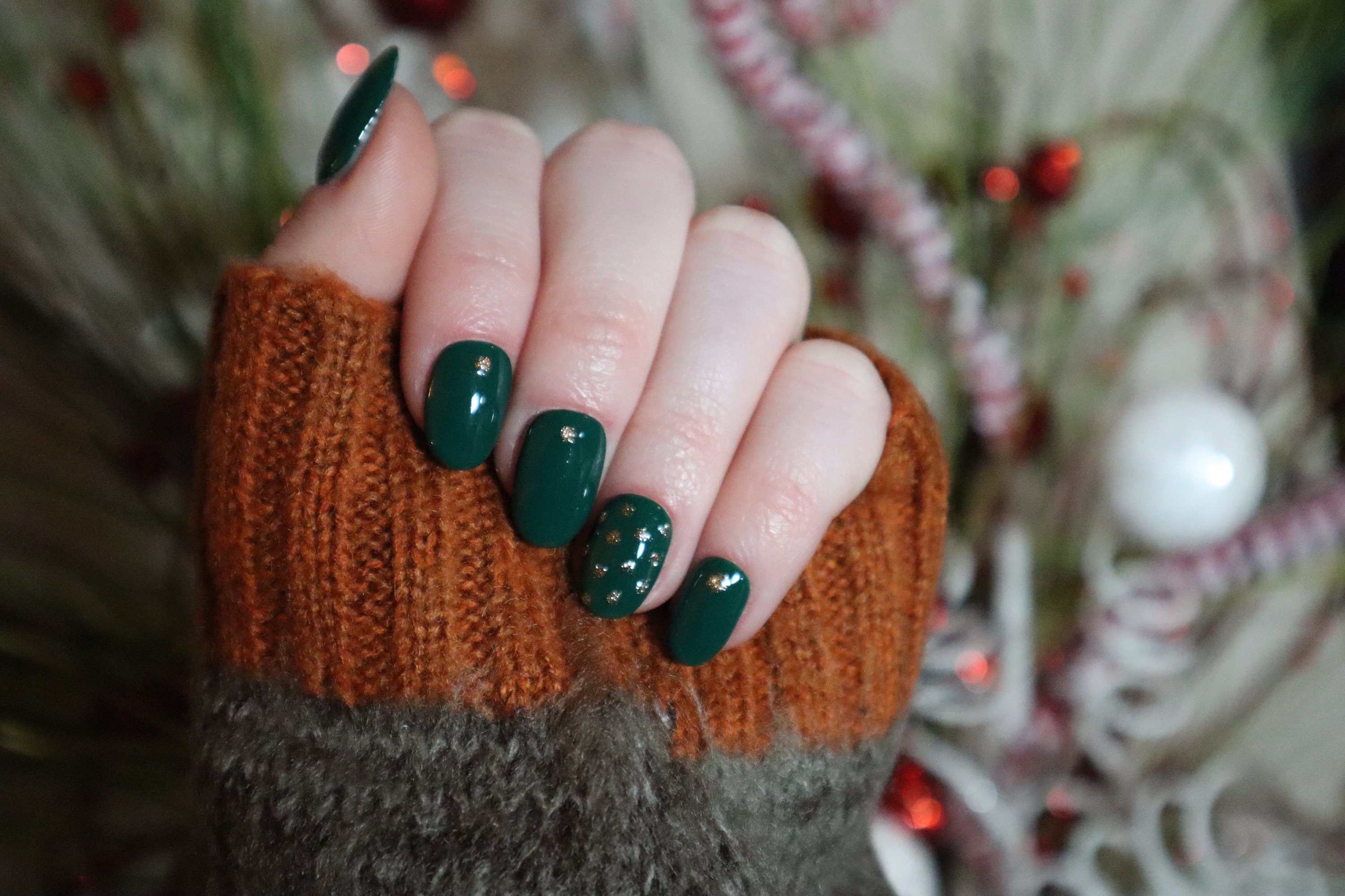 Dark Forest Green Nails-matte Green-gold Nail Art-gold Flakes-long  Ballerina Nails 