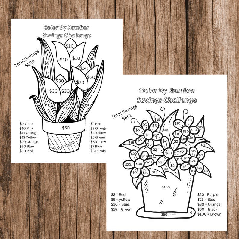 Savings Color In Savings Challenge | Printable | Savings Tracker | Color by Number - Etsy
