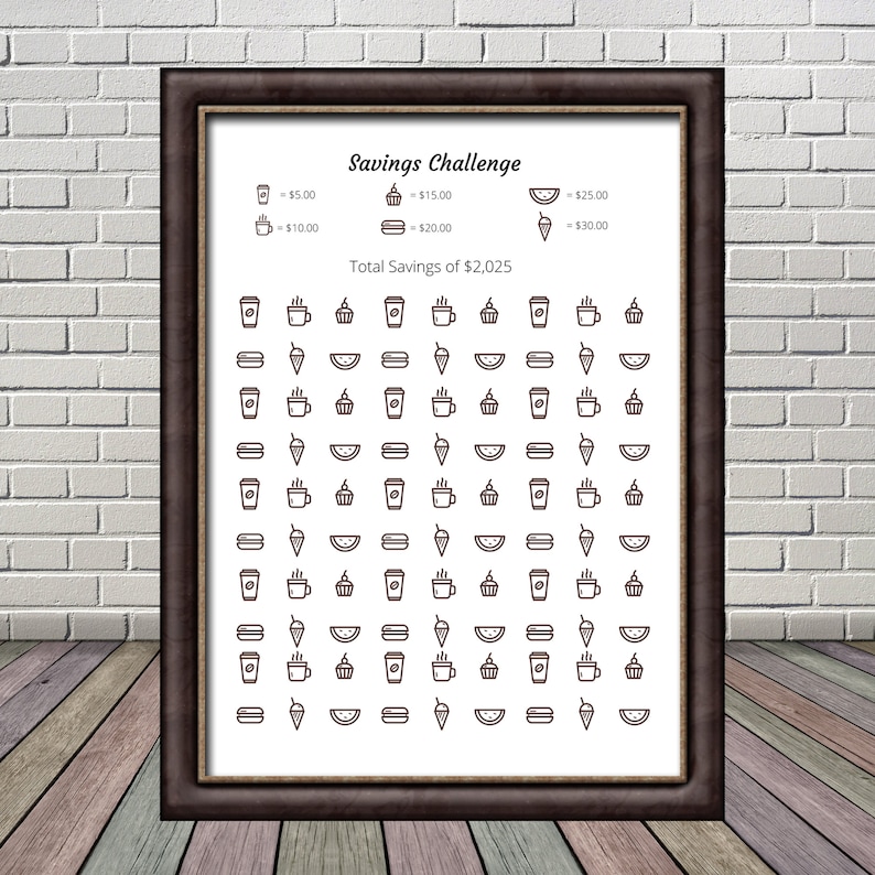Savings Challenge Printable Savings Tracker 2,025 Dollars Etsy