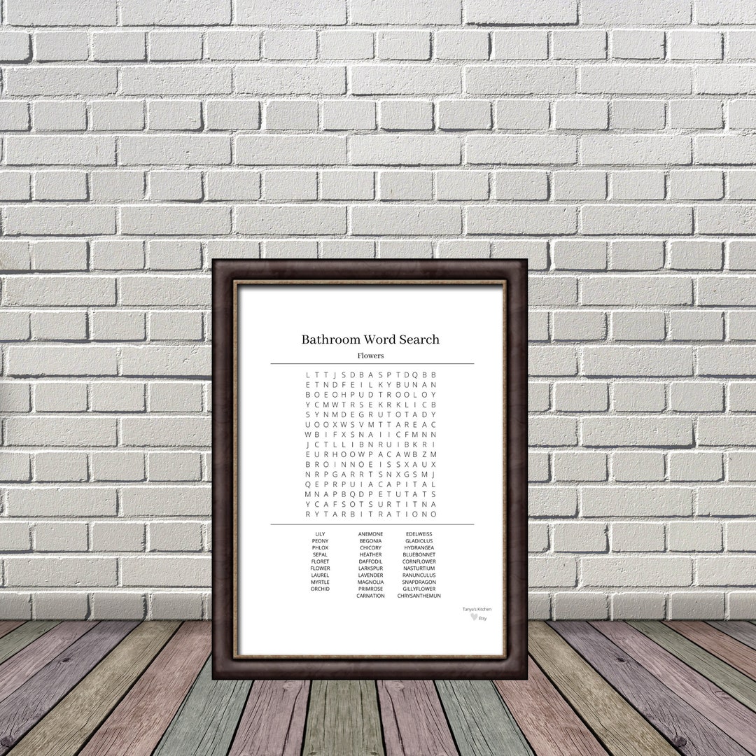 Bathroom Word Search Your Phone Bathroom Wall Art Etsy
