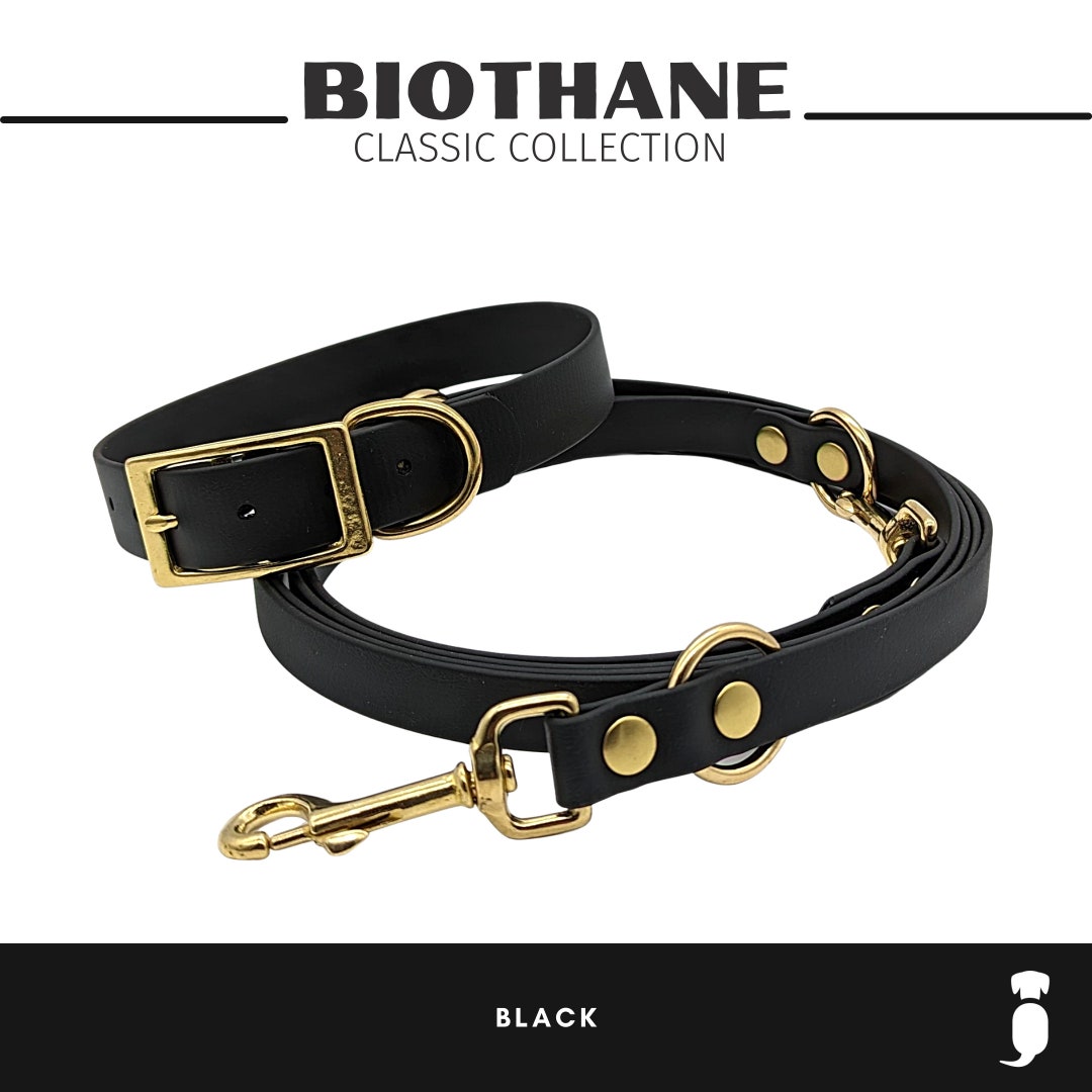 Biothane Gold WOOFED. Biothane Classic Collection Black X Gold Lead Leash Wrist Strap ...