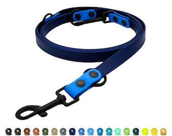 Biothane leash 13 & 19 mm wide | with colored hand strap | or 3-way adjustable with colored elements