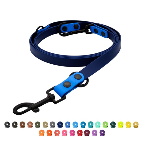 Biothane leash 13 & 19 mm wide | with colored hand strap | or 3-way adjustable with colored elements