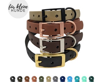 Collier pour chien en biothane pour petits chiens | largeur 16mm | Boucle ardillon | réglable | 17 couleurs | Raccords Noir, Argent, Laiton & Rosègo