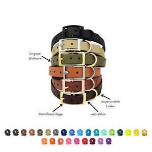 Biothane Hundehalsband breite 19mm 25mm 36 Farben Beschläge in silber, schwarz, gun, rossgold und Messing. Personalsierbar mit Namen Bild 2