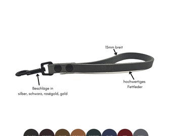 Fat leather short guide 15 mm wide / 20 mm wide | handle | greased leather | 30cm | 45 cm long | short leash