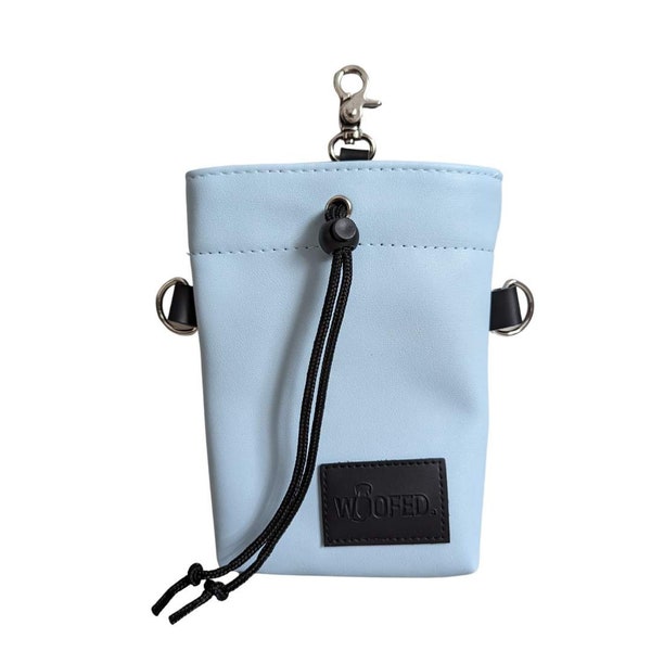 Pastel blue treat bag made of faux leather | vegan | Pastel Blue | Snack bag dog bag | Training bag | Poop bag dispenser | Desired name