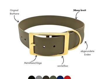 Biothane Hundehalsband | breite 38mm | Dornschnalle | verstellbar | Doppelstegschnalle | extra breit | grosse Hunde