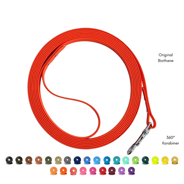 Biothane towing line width 13 & 19 mm | 3m | 5m | 7.5m | 10 meters | 15 m optionally with hand strap | in neon color | tracking line