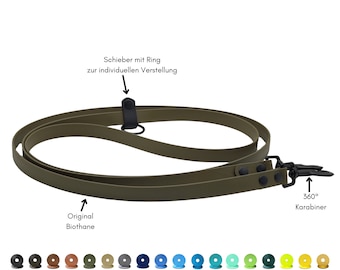 Laisse d'épaule en biothane | 13 mm et 19 mm de large | Laisse à main levée | Mains libres| convient également aux grands chiens | différentes couleurs | 2m | 2,5 m | 3 m