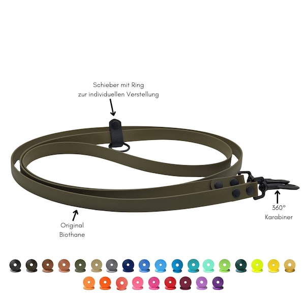 Biothane Umhängeleine | 13mm & 19mm breit | Freihandleine |  Hands-free| auch für grosse Hunde geeignet | versch. Farben | 2m | 2,5m | 3m