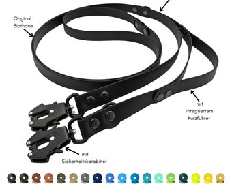 Biothane Tactical Dog Leash with Safety Carabiner & Handle | with hand strap or adjustable | 19 mm wide