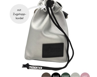 Silver treat bag made of faux leather | vegan | Silver | l treat bag | Dog bag | Training bag | Poop bag dispenser | Desired name