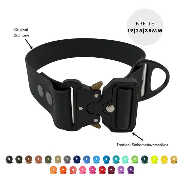 Tactical Biothane dog collar | with safety clasp | Width: 19 mm / 25 mm / 38 mm