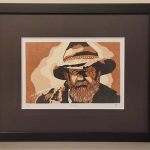 The &quot;Cowboy&quot; is a limited edition handmade linocut print.