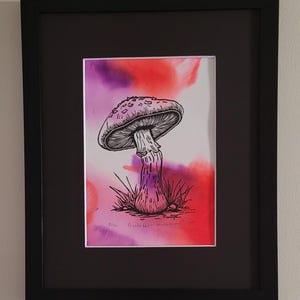 The &quot;Psychedelic Mushroom&quot; is a limited edition hand made linocut print.